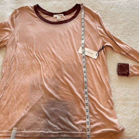Treasure & Bond Nordstrom Womens Pink Long Sleeve Ringer Tee Top Size XL NWT - Picture 9 of 10